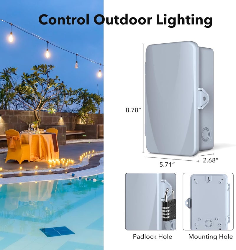 BN-LINK Pool Pump Timer Outdoor Mechanical Timer Box, Heavy Duty 24 Hour Programmable, 2HP 40A Max, 120, 240, 277 VAC, for Pool Pump, Water Heater, Fans, SPA - Image 3